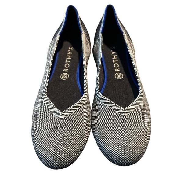 Rothy's Retired The Flat in Black/White Birdseye Print Size 12 - Picture 2 of 7